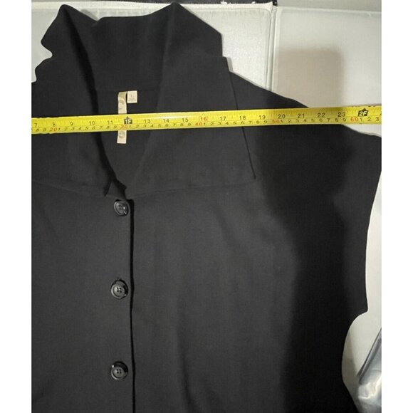 Comfy USA Black Stretch Poplin Funky Flated Button Shirt Tunic Size L - Picture 15 of 16